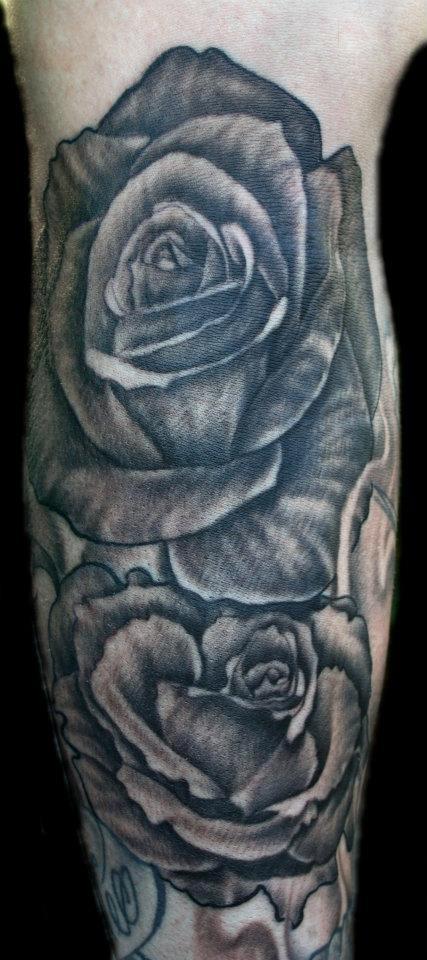 Tattoos - Black and Grey Roses - 69521